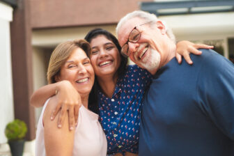 Grandparent, Teenager, Family, Embracing, Teenage Girls